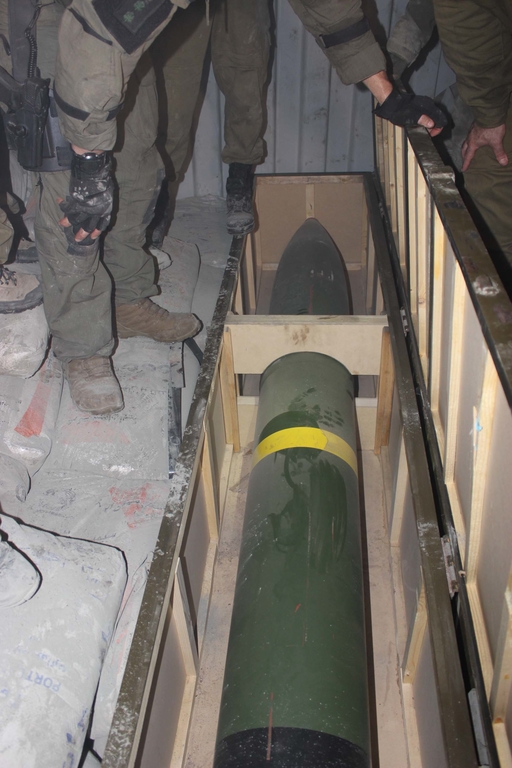 M-302 heavy rocket seized from the Klos-C container ship by Israel Defense Force commandos on March 4, 2014 during Operation Full Disclosure. (Image credit: Israel Defense Force)