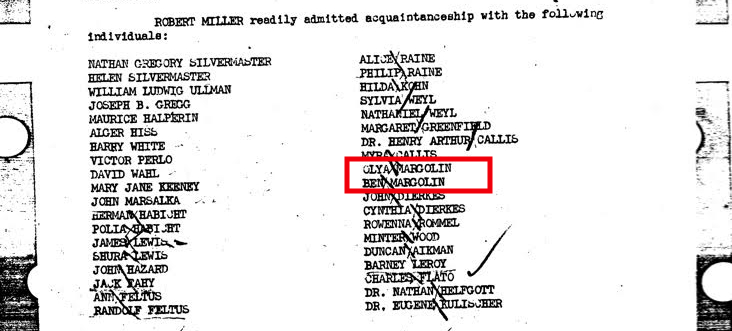 Benjamin and Olya Margolin are listed as acquaintances of Robert Miller. (Source: FBI)