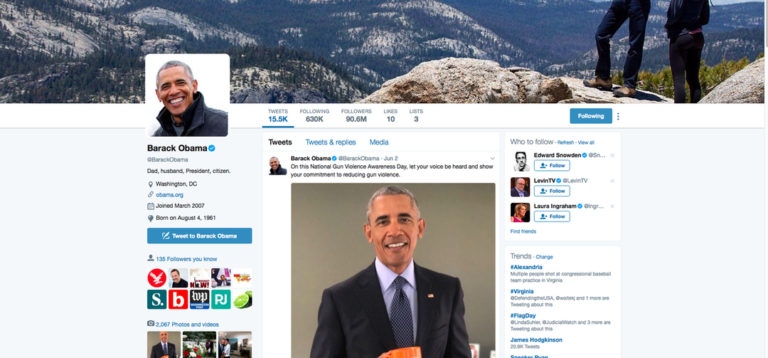 Obama Twitter account silent seven hours after attempted assassination of Republican members of Congress