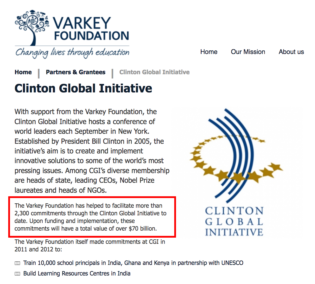 Varkey GEMS Foundation $70 Billion for Clinton Global Initiative
