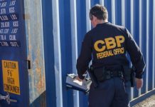 U.S. Customs and Border Protection inspecting cargo container